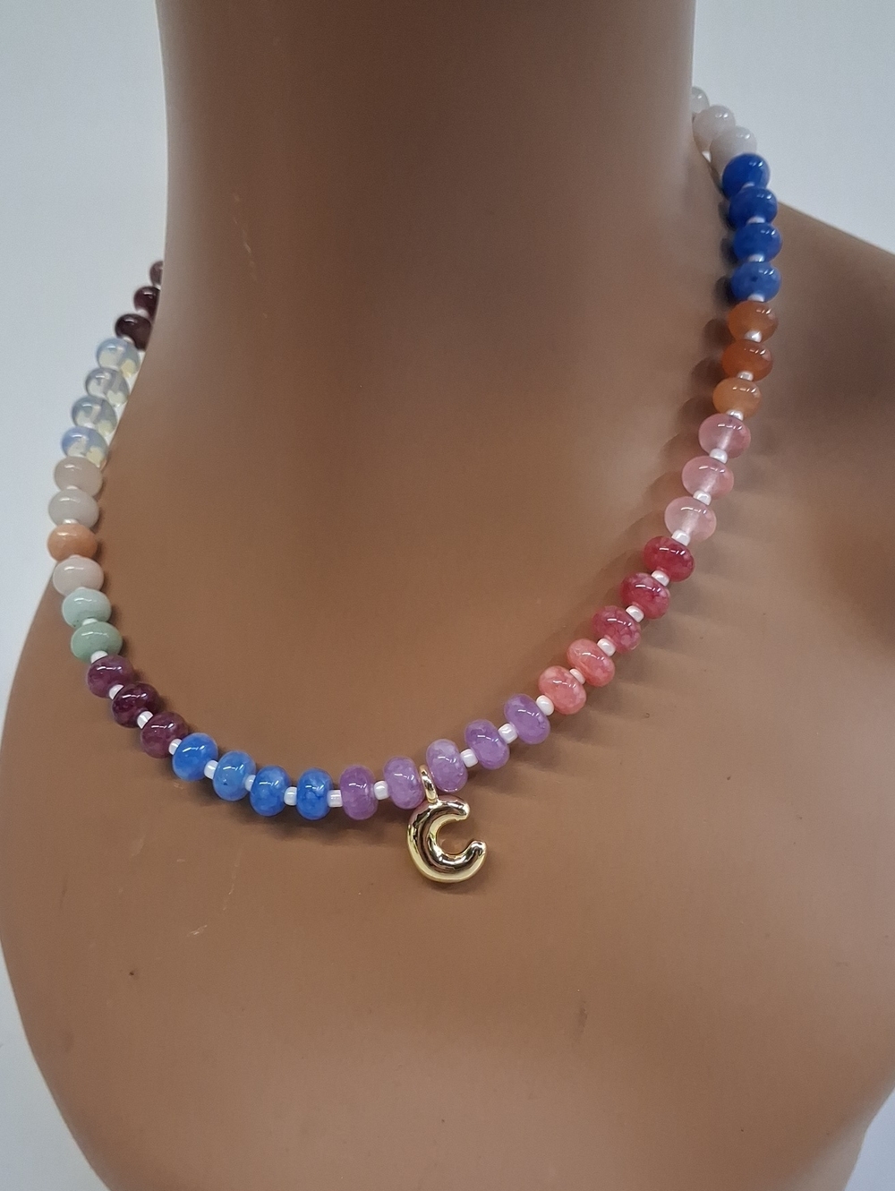 NWOT Multicolor Beaded Initial Necklace "C"